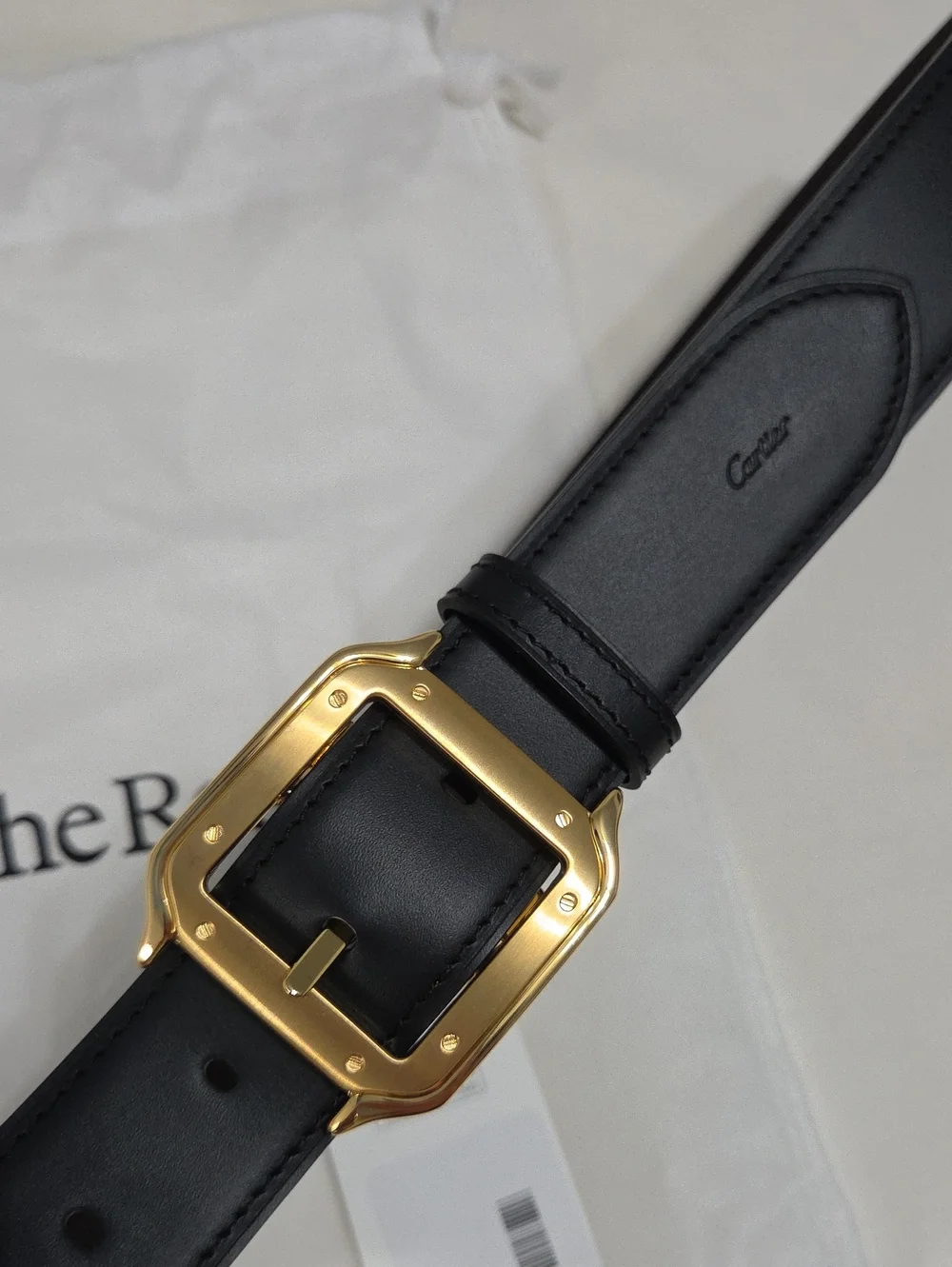 Cartier Santos Belt Reversible Leather Gold Square Buckle